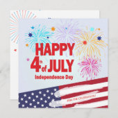Happy 4th of 7月の休日の独立性パーソナライズ 招待状 (正面/裏面)