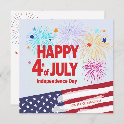 Happy 4th of 7月の休日の独立性パーソナライズ 招待状 (正面/裏面)