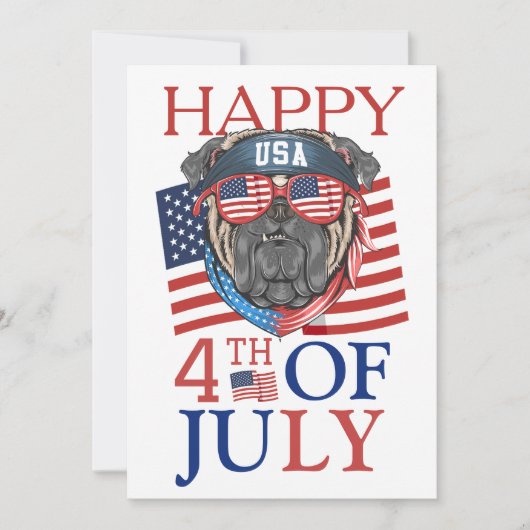 Happy 4th of 7月の独立記念日アメリカパーティー カード (正面)