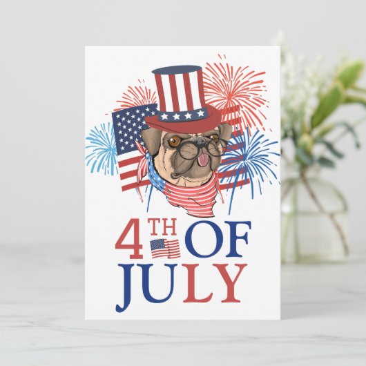 Happy 4th of 7月の独立記念日アメリカパーティー カード (スタンド正面)