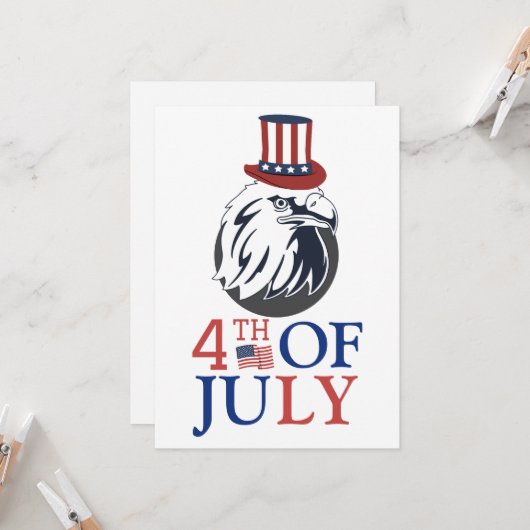 Happy 4th of 7月の独立記念日アメリカパーティー カード (正面/裏面インサイチュ)