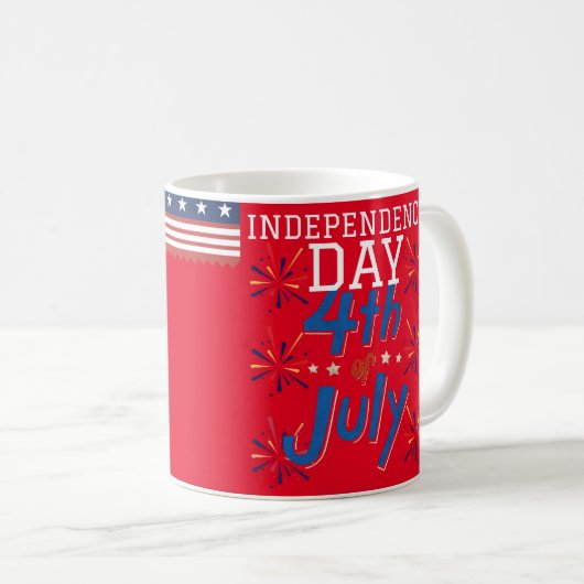 Happy 4th of 7月の独立記念日アメリカパーティー コーヒーマグカップ (正面右)