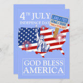 Happy 4th of 7月の独立記念日アメリカパーティー シーズンカード (正面/裏面)