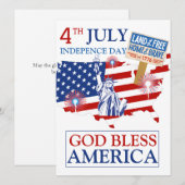 Happy 4th of 7月の独立記念日アメリカパーティー シーズンカード (正面/裏面)