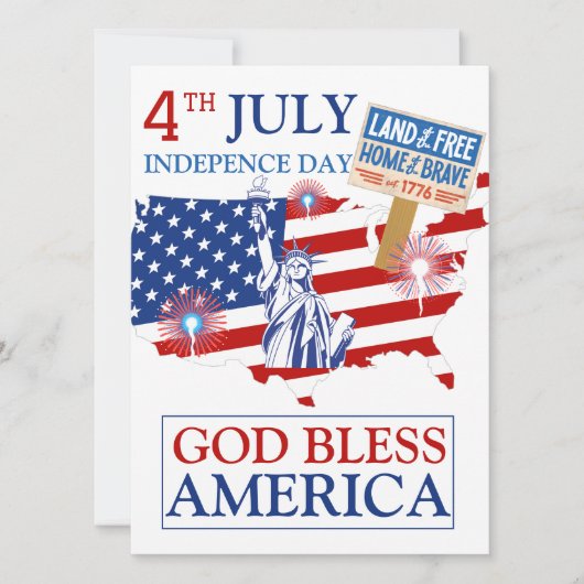 Happy 4th of 7月の独立記念日アメリカパーティー シーズンカード (正面)