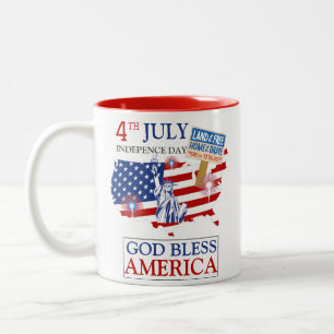 Happy 4th of 7月の独立記念日アメリカパーティー ツートーンマグカップ