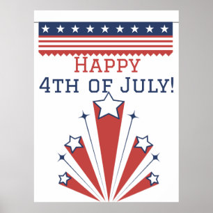 Happy 4th of 7月の独立記念日アメリカ ポスター