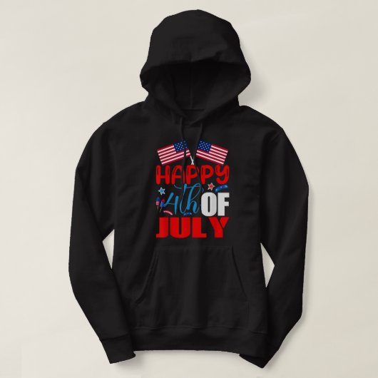 Happy 4th of 7月の独立記念日USA American Fl パーカ (デザイン正面)