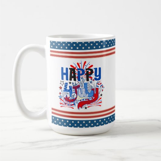 Happy 4th of 7月花火大会USA-63261 コーヒーマグカップ (左)