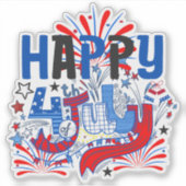 Happy 4th of 7月花火大会USA-63261 シール (正面)