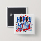 Happy 4th of 7月花火大会USA-63261 缶バッジ (正面&裏面)