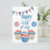 Happy 4th of 7月3.5インチx 5インチフラットサンキューカード サンキューカード (スタンド正面)