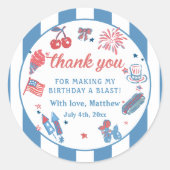 Happy 4th of 7月Fireworks BBQパーティーシール ラウンドシール (正面)