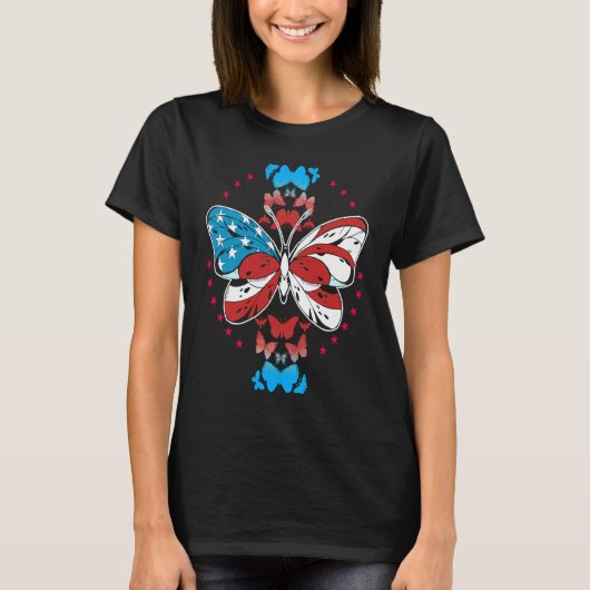 Happy 4th Of Juli patriotic USA Flag Entomologis B Tシャツ (正面)