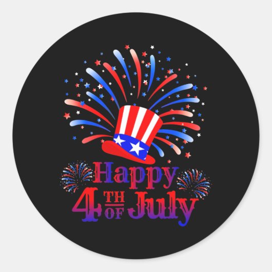 Happy 4th of July America Celebrating Freedom  ラウンドシール (正面)
