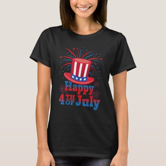 Happy 4th of July America Celebrating Freedom Tシャツ (正面)