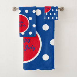 Happy 4th of July Bath Towels (Blue, White & Red) バスタオルセット