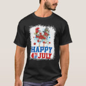 Happy 4th Of July Chicken Farmer Flower Bleached W Tシャツ (正面)