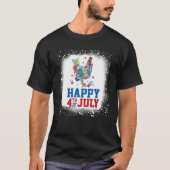 Happy 4th Of July Chicken Farmer Flower Bleached W Tシャツ (正面)