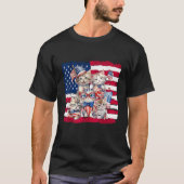 Happy 4th Of July Cute Cat Kitten American Flag f Tシャツ (正面)