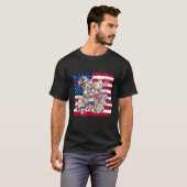 Happy 4th Of July Cute Cat Kitten American Flag  f Tシャツ (正面フル)