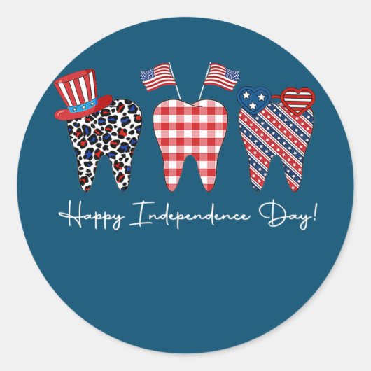 Happy 4th of july dental hygienist Patriotic ラウンドシール (正面)