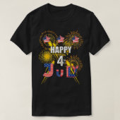 HAPPY 4TH OF JULY FLAG, FIREWORKS BALLOONS MEN WOM Tシャツ (デザイン正面)