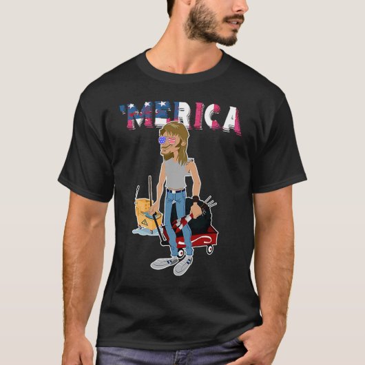 Happy 4th Of July Merica Joe American Flag Tシャツ (正面)