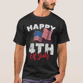Happy 4th Of July Patriotic American US Flag 4th O Tシャツ