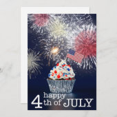 Happy 4th Of July Patriotic Fireworks USA シーズンカード (正面/裏面)