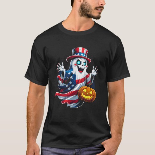 Happy 4th Of July Patriotic Halloween Funny Men Wo Tシャツ (正面)