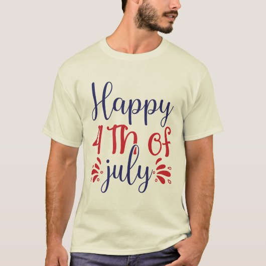 Happy 4th of July Patriotic Typography Tシャツ (正面)