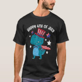 Happy 4th Of July Rex Dino Dinosaur Tシャツ (正面)