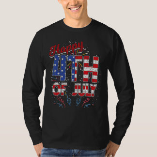 Happy 4th Of July Us Flag American Fireworks Indep Tシャツ