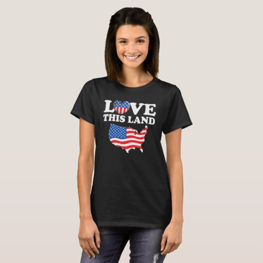 Happy 4th Of July US Flag Patriotic American Map Tシャツ (正面フル)