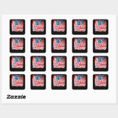 Happy 4th of July - USA flag スクエアシール (シート)