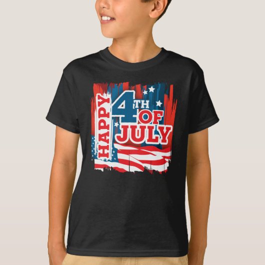 Happy 4th of July - USA flag Tシャツ (正面)
