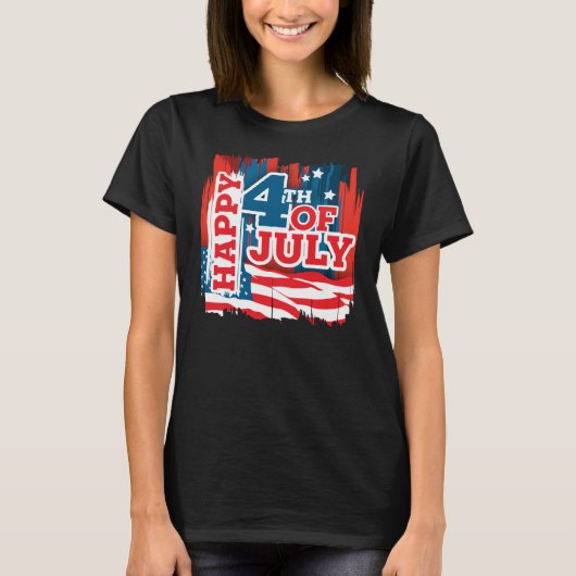 Happy 4th of July - USA flag Tシャツ (正面)