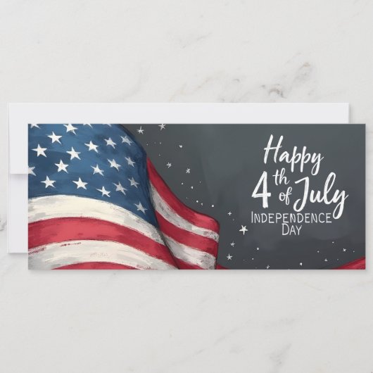 Happy 4th of July Vintage Flag Illustration Art (正面)