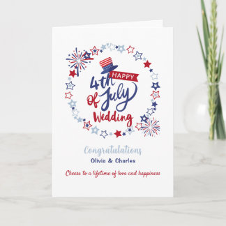 Happy 4th of July Wedding Congratulations Custom  カード