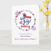 Happy 4th of July Wedding Congratulations Custom  カード (黄色い花)