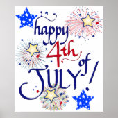 Happy 4th of July! with fireworks and stars ポスター (正面)