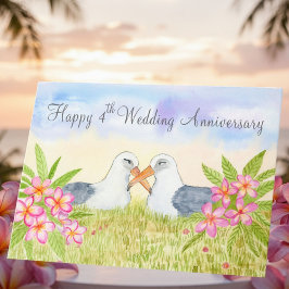 Happy 4th Wedding Anniversary Laysan Albatross カード