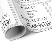 HAPPY 5誕生日;アールデコスタイル;名前をカスタムする ラッピングペーパー (ロールコーナー)