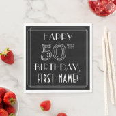 HAPPY 50th誕生日;アールデコスタイル;名前をカスタムする スタンダードランチョンナプキン (インサイチュ)