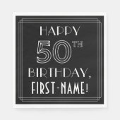 HAPPY 50th誕生日;アールデコスタイル;名前をカスタムする スタンダードランチョンナプキン (正面)