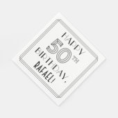 HAPPY 50th誕生日;アールデコスタイル;名前をカスタムする スタンダードランチョンナプキン (角)