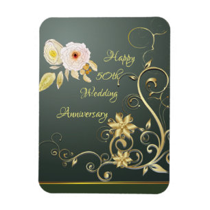 Happy 50th 結婚 Anniversary Flex Photo Magnet マグネット