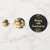 Happy 50th Anniversary金ゴールドとブラックパーソナライズされた コンフェッティ (裏面)