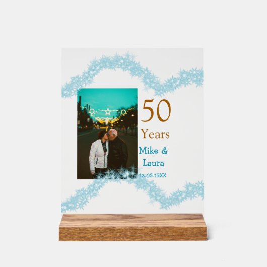 Happy 50th anniversary add couple name date weddin アクリルサイン (正面)